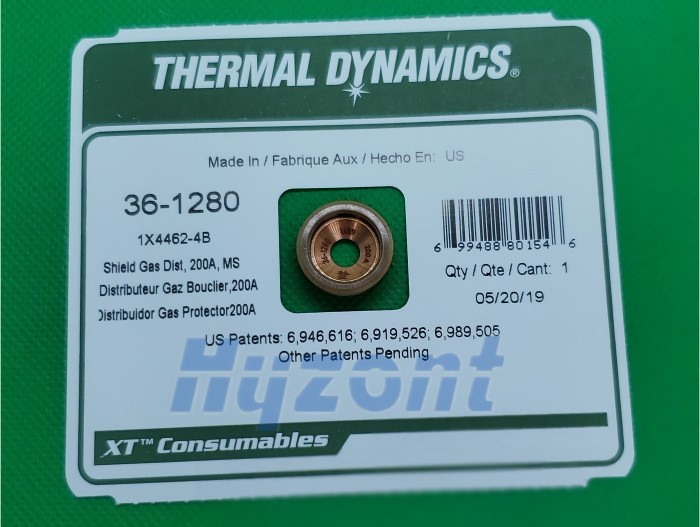 XT301 plasma cutter 36-1280 Shield Gas Thermal Dynamics Parts